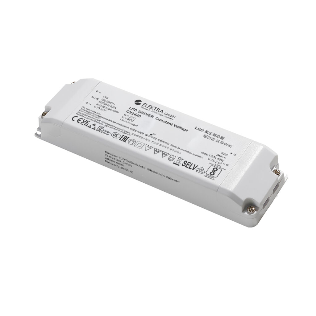 Der LED-Treiber CV2440 von ELEKTRA sorgt für effiziente und zuverlässige Stromversorgung in modernen Beleuchtungssystemen.