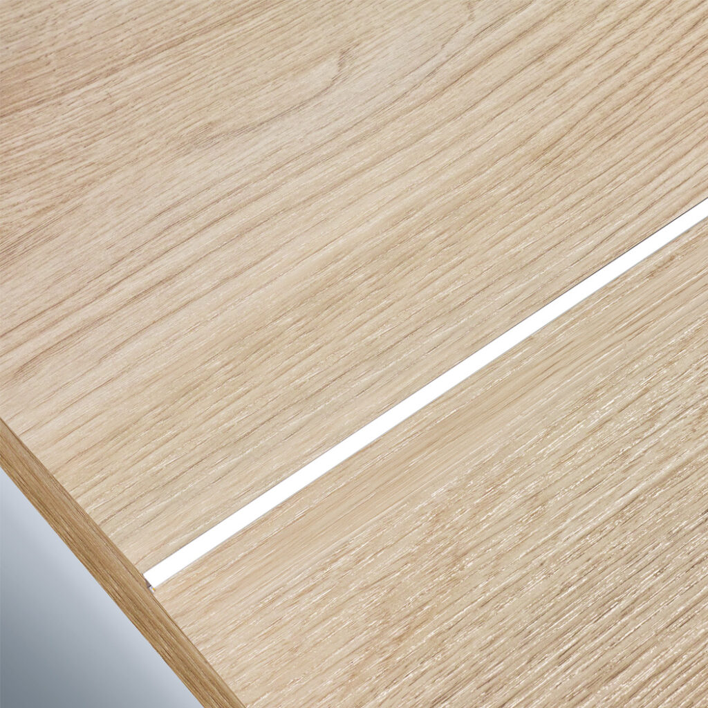 Wooden panel with a discreetly integrated light