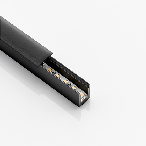 Schwarze Abdeckung des LED-Systems ld8104, die eine elegante und moderne Lichtlösung für verschiedene Räume bietet.