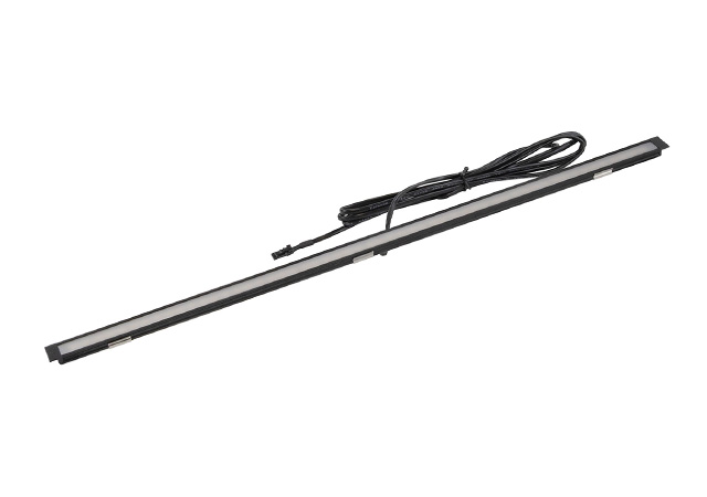 Schwarze LED-Leiste mit Kabel, ideal für elegante Beleuchtungslösungen in modernen Wohnräumen